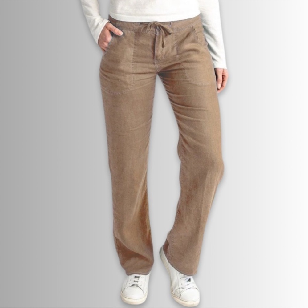 PrAna Brown Anywhere Hemp Pant, 53% Hemp, Wide Leg Drawstring Pants, Size XS